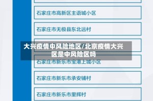 大兴疫情中风险地区/北京疫情大兴区是中风险区吗