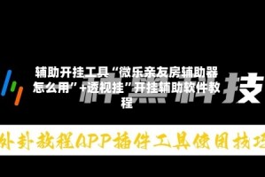 辅助开挂工具“微乐亲友房辅助器怎么用”+透视挂”开挂辅助软件教程