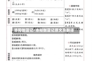 洛阳伽蓝记/洛阳伽蓝记原文及翻译