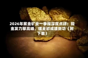 2026年紫金矿业一季报深度点评：铜金发力攀高峰，锂业初成建新功（附下载）