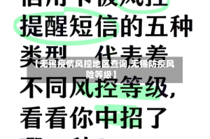 【无锡疫情风控地区查询,无锡防疫风险等级】