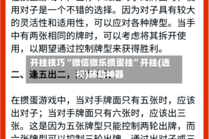 开挂技巧“微信微乐掼蛋挂”开挂(透视)辅助神器