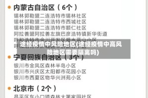 途经疫情中风险地区(途经疫情中高风险地区需要隔离吗)