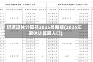 延迟退休计算器2025最新版(2025年退休计算器入口)