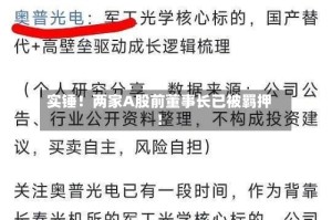 实锤！两家A股前董事长已被羁押！