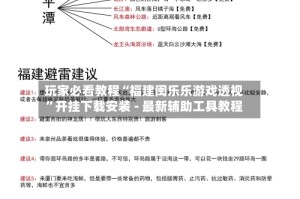 玩家必看教程“福建闽乐乐游戏透视”开挂下载安装 - 最新辅助工具教程