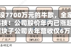 曾被罚没7700万元的牛散，全家举牌可川科技！公司股价年内已涨超2倍，光模块子公司去年营收仅6万余元