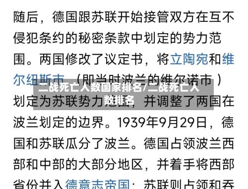 二战死亡人数国家排名/二战死亡人数排名-第2张图片