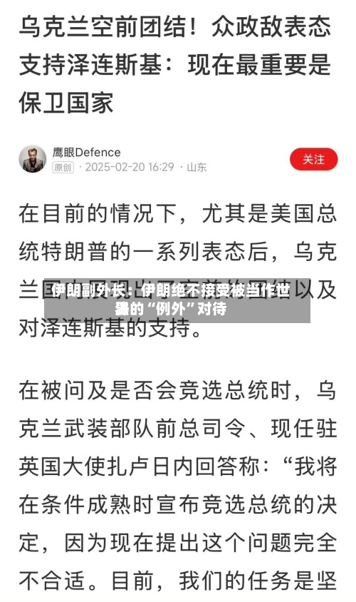 伊朗副外长：伊朗绝不接受被当作世界法的“例外	”对待-第1张图片