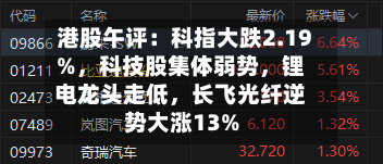 港股午评：科指大跌2.19%，科技股集体弱势，锂电龙头走低	，长飞光纤逆势大涨13%-第1张图片