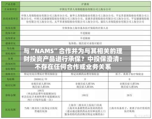 与“NAMS	”合作并为与其相关的理财投资产品进行承保？中投保澄清：不存在任何合作或业务关系-第1张图片