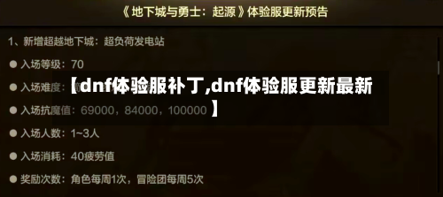 【dnf体验服补丁,dnf体验服更新最新】-第1张图片