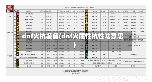 dnf火抗装备(dnf火属性抗性啥意思)-第3张图片