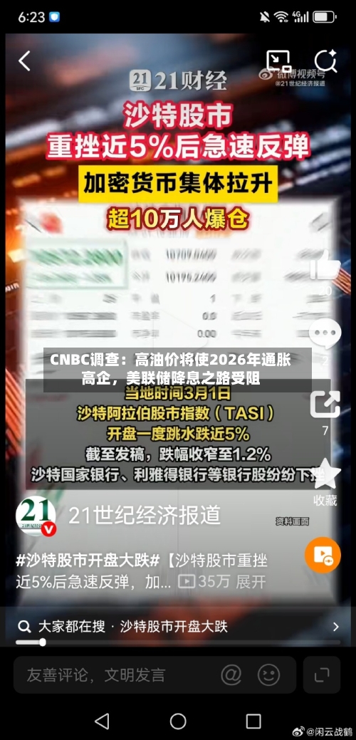 CNBC调查：高油价将使2026年通胀高企	，美联储降息之路受阻-第1张图片