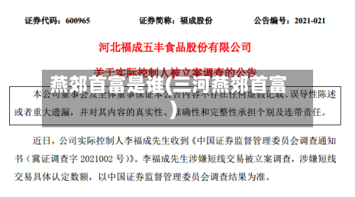 燕郊首富是谁(三河燕郊首富)-第2张图片