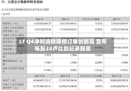LT Q4净利润微降但订单创新高 宣布每股38卢比创纪录股息-第2张图片