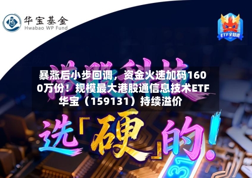 暴涨后小步回调	，资金火速加码1600万份！规模最大港股通信息技术ETF华宝（159131）持续溢价-第1张图片