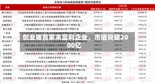 创业板首家未盈利企业，市值突破2000亿-第1张图片
