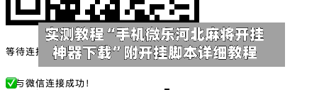实测教程“手机微乐河北麻将开挂神器下载”附开挂脚本详细教程-第1张图片