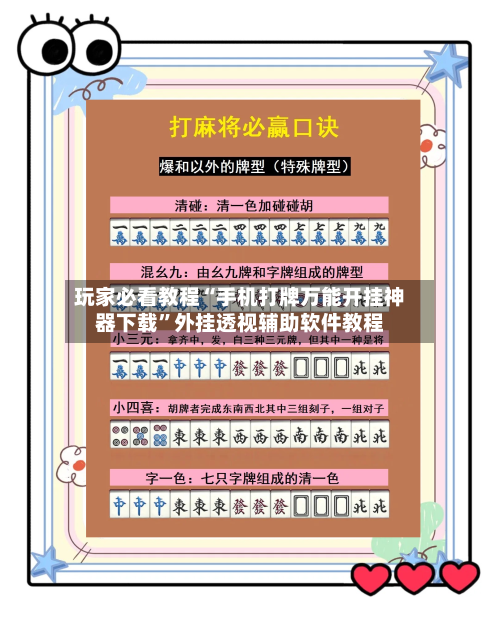玩家必看教程“手机打牌万能开挂神器下载”外挂透视辅助软件教程-第1张图片