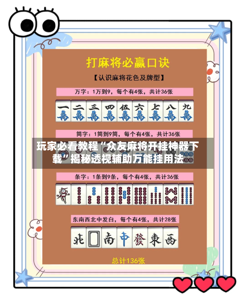玩家必看教程“众友麻将开挂神器下载”揭秘透视辅助万能挂用法-第1张图片