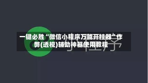 一键必胜“微信小程序万能开挂器	”作弊(透视)辅助神器使用教程-第2张图片