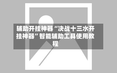 辅助开挂神器“决战十三水开挂神器”智能辅助工具使用教程-第2张图片