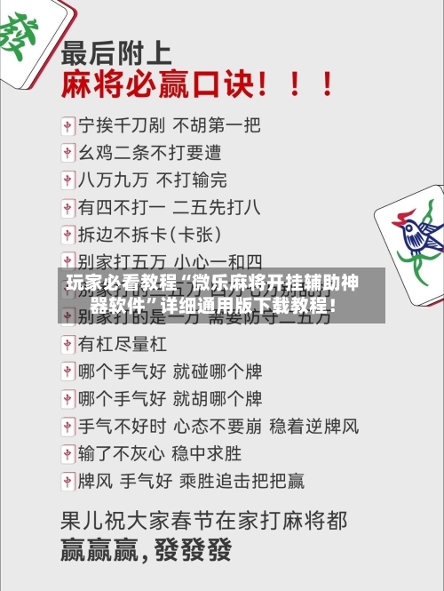 玩家必看教程“微乐麻将开挂辅助神器软件”详细通用版下载教程！-第3张图片