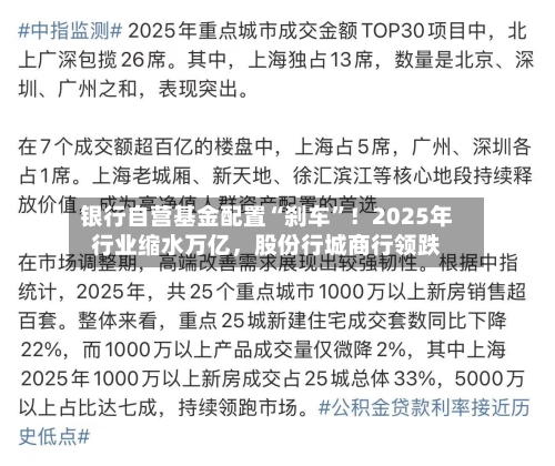 银行自营基金配置“刹车	”！2025年行业缩水万亿，股份行城商行领跌-第2张图片