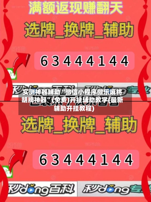 实测神器辅助“微信小程序微乐麻将胡牌神器	”(免费)开挂辅助教学(最新辅助开挂教程)-第3张图片