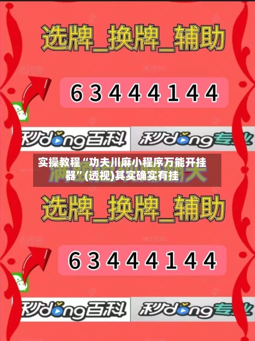 实操教程“功夫川麻小程序万能开挂器	”(透视)其实确实有挂-第1张图片
