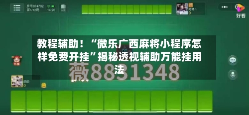 教程辅助！“微乐广西麻将小程序怎样免费开挂”揭秘透视辅助万能挂用法-第3张图片