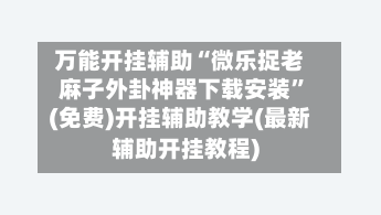 万能开挂辅助“微乐捉老麻子外卦神器下载安装”(免费)开挂辅助教学(最新辅助开挂教程)-第2张图片