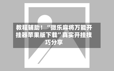 教程辅助！“微乐麻将万能开挂器苹果版下载	”真实开挂技巧分享-第2张图片