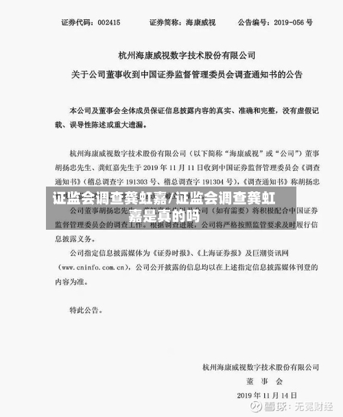 证监会调查龚虹嘉/证监会调查龚虹嘉是真的吗-第2张图片