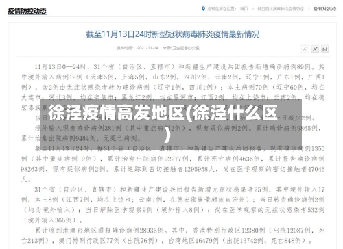 徐泾疫情高发地区(徐泾什么区)-第1张图片