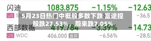 5月23日热门中概股多数下跌 富途控股跌27.53%，蔚来跌7.05%-第2张图片